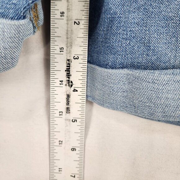 Old Navy Denim Cuffed Shorts Women's 8 Mid Rise Blue Button Fly Distressed - Picture 5 of 7